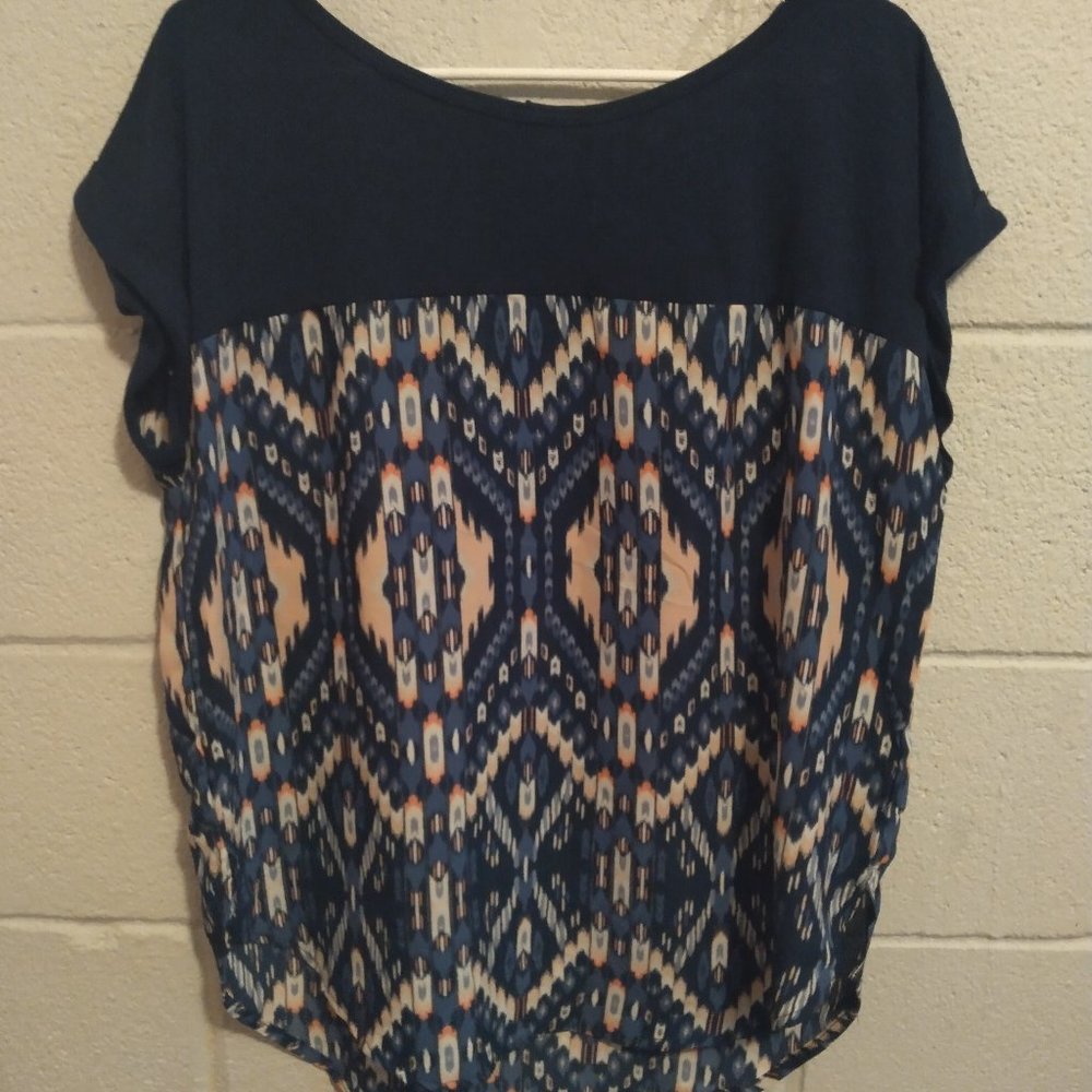 Navy Blue chiffon print blouse